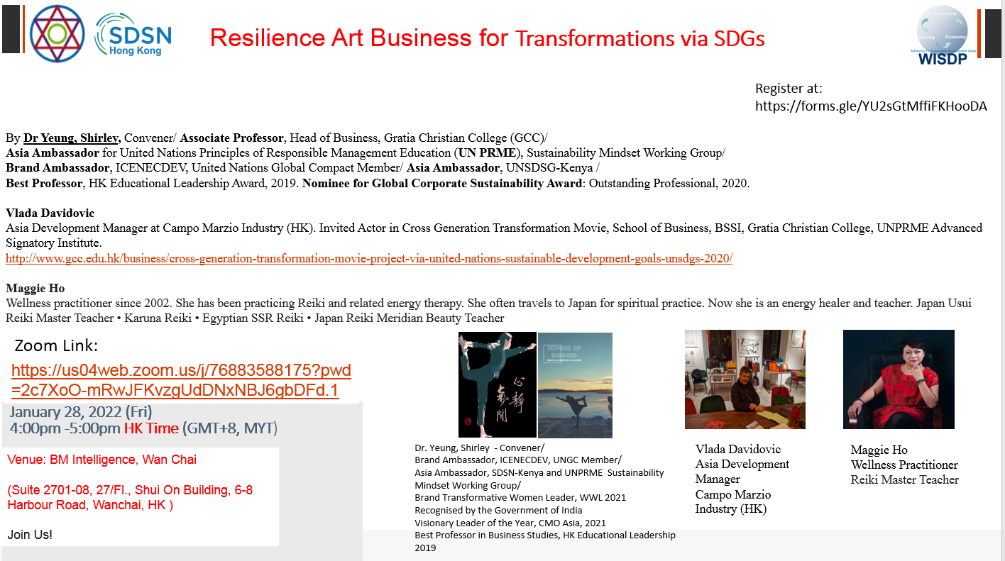 Resilience Art Business for Transformations via SDGs